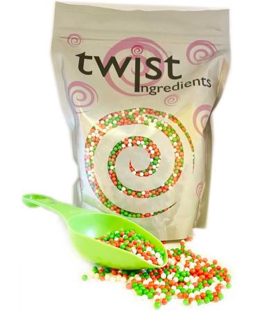 Twist Ingredients - Christmas 4mm Polished Pearls 1kg. Red Green and White polished sugar pearls ideal for all of your festive cakes and bakes. A real showstopper (Christmas 4mm polished) Xmas 4mm polished