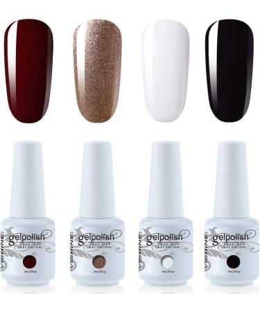 Vishine UV Gel Nail Polish 4 Colors Set - Pure Black White Dark Red Shimmering GoldGolden Classic series Gift Set - Buy Online on GoSupps.com