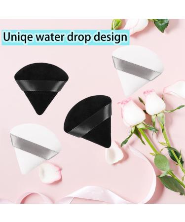 4-Piece Soft Velour Triangle Powder Puff Set for Makeup - Black & White - Buy Online on GoSupps.com