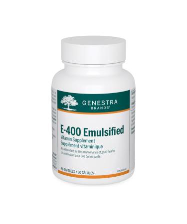 Genestra Brands - E-400 Emulsified - Naturally Emulsified Vitamin E - 60 Softgel Capsules