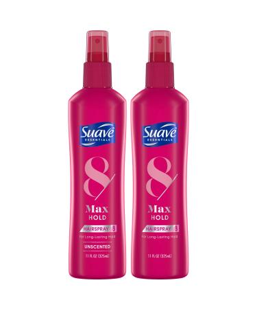 Suave Hairspray Max Hold Bundle Unscented Hairspray + Scented Non-Aerosol Hair Spray 11 Oz Ea (2 Piece Set)