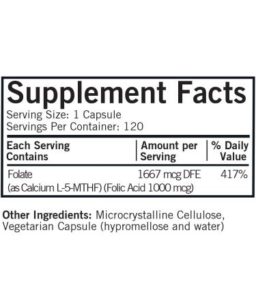 Kirkman 5-MTHF 1mg - 120 Vegetarian Capsules - Folic Acid for Pregnancy & Nursing - Hypoallergenic Supplement - Buy Online on GoSupps.com