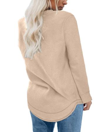 MRGIINRI Womens Long Sleeve Crewneck Sweatshirt Dressy Casual Top - Beige, Large - Buy Online on GoSupps.com