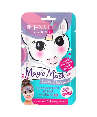 Eveline Cosmetics Magic Mask Cleansing Cloth Mask 3D Cute Unicorn