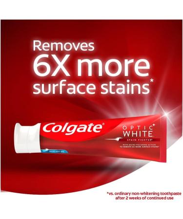 Colgate Optic White Stain Fighter Teeth Whitening Toothpaste Fresh Mint Gel - 90 ml 3 Pack Fresh Mint Gel 90 g (Pack of 3) - Buy Online on GoSupps.com