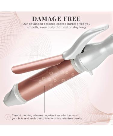 34mm Ceramic Curling Wand for Short to Long Hairstyles - Lily England Rose Gold Curling Tongs - Adjustable Temperature - 2M Swivel Cord - Buy Online on GoSupps.com