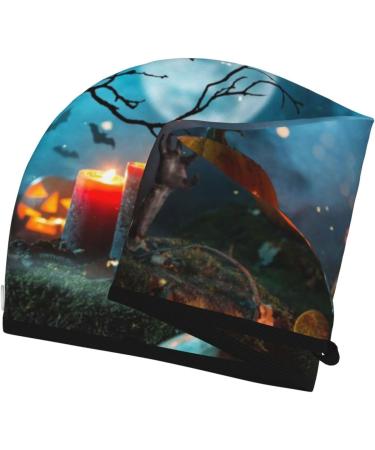 Spooky Halloween Microfiber Hair Towel | Soft Super Absorbent Wrap for Long & Curly Hair | Quick Dry Coral Velvet Cap for Women - Buy Online on GoSupps.com