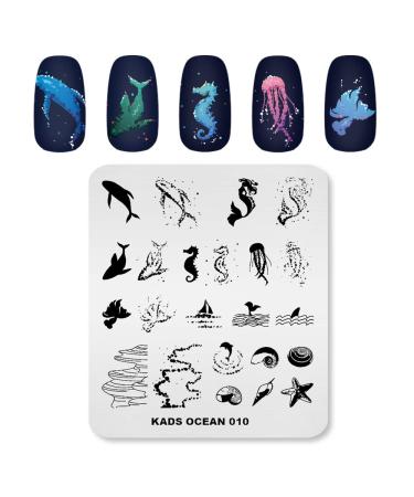 KADS Stamping Plates for Nail Art Ocean Seahorse shell starfish Template Image Plate Stencil Nails Tool (OC010)