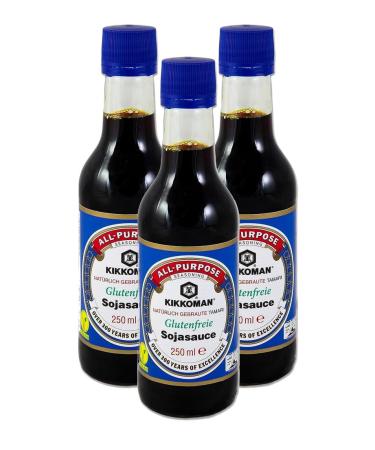 [3x 250ml] KIKKOMAN Soy Sauce / Gluten Free Tamari Soy Sauce WITHOUT EXTRA WHEAT + a little lucky doll - pou