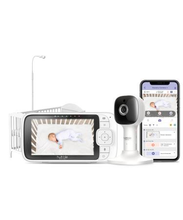 Hubble Connected Nursery Pal Skyview Smart Video Baby Monitor Wifi Camera with 5" Inch Screen Cot Mount 7 Colour Night Light Night Vision Two-Way Talk Room Temperature Sensor and Smartphone App