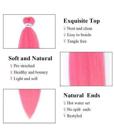 SOKU Pre Stretched 24 Pink Braiding Hair 4 Packs - Synthetic Fiber Crochet Twist Braids - Soft Yaki Straight Texture - 24 Inch (Pack of 4) - Buy Online on GoSupps.com