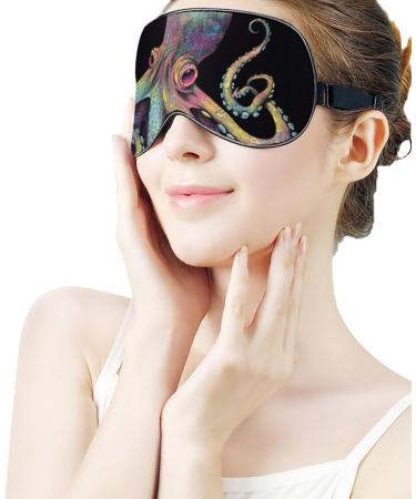 Colorful Painted Octopus Sleep Eye Mask for Women Men - Elastic Strap for Sleep Travel Nap - Buy Online on GoSupps.com
