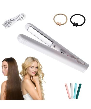 Mini Dual-Purpose Curling Iron USB Mini Dual-purpose Hair Straightener Curling Iron Goodwillbrave Mini Curling Iron Long-Lasting Portable Travel Hair Styler (Upgrade White)