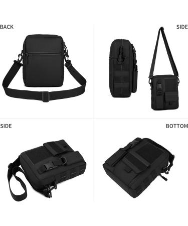 HUNDVP Tactical Shoulder Bag | Molle Military Crossbody Bag | Waterproof Army Messenger Bag for Outdoor Sports & Camping (Black) - Buy Online on GoSupps.com