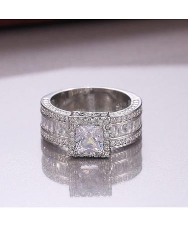 Princess Cut CZ Halo Engagement Ring | Cubic Zirconia Promise Band for Women | Size 9 - Buy Online on GoSupps.com