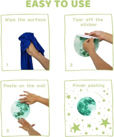 ECHOCUBE Glow in the Dark Wall Stickers Set - 637pcs Stars, Moon and Dots for Kids Bedroom Decor - Buy Online on GoSupps.com