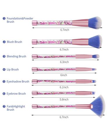 7PCS Glitter Quicksand Makeup Brush Set - Pink Cosmetic Brushes for Foundation Powder Blush & Eyeshadow with Case | International Shipping Available - Buy Online on GoSupps.com