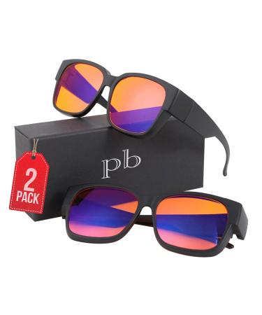 Blue Light Blocking Glasses for Women Men Oversized Square UV Glasses Computer Reading Glasses Blue Light Blocking Glasses 2 Pairs