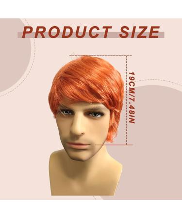 UILYNIU Mens Wig Ginger Wig Men's Short Wig Boyband Wig Fancy Dress Wig Punk Wig Rock Star Wig Orange Wig for Men 60s 70s 80s Costume Accessories for Party Music Punk Carnival (Orange) - Buy Online on GoSupps.com