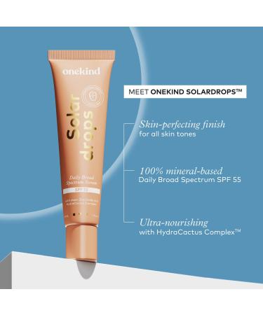 Onekind Solardrops SPF 55 - Daily Mineral Sunscreen Serum for Sensitive Skin | Lightweight Non-Comedogenic Zinc Oxide with UVA/UVB Protection Water Resistant - Buy Online on GoSupps.com