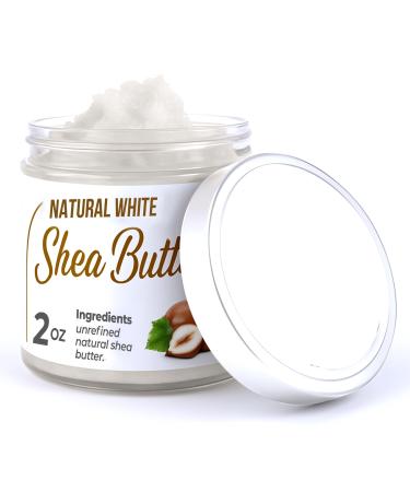 Raw African Shea Butter Travel Size 2 oz Pure Unrefined Shea Butter for Skin Hair & Face Traditional Plant-Based Body Cream for Dry Rough Areas - White White Shea Butter