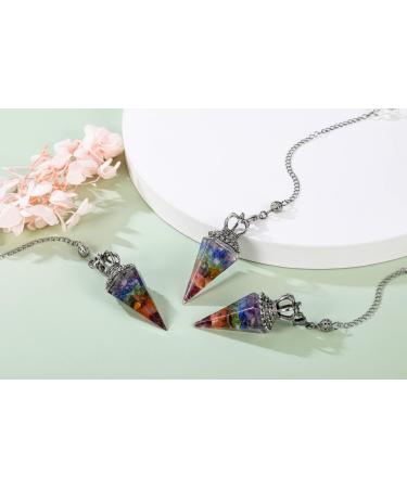 JOVIVI Pendulum Crystal 7 Chakra Dowsing Crystals Pendulum Divination Scrying Healing Crystal Gemstone Quartz Stone Pendant for Reiki Grid Meditation Witchcraft Wicca 7 Chakra Crystal Pendulum - Buy Online on GoSupps.com
