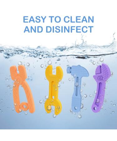 Osdue Baby Teething Toys - BPA Free Silicone Bite Rings (4 Pack) for Boys & Girls - Soft Easy Handle Baby Biting Rings in Blue Purple Yellow & Orange - Buy Online on GoSupps.com