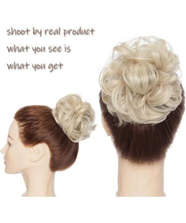Bleach Blond & Bleach White Messy Curly Hair Bun Extension for Women - 35g Synthetic Scrunchie Updo Hairpiece - Buy Online on GoSupps.com
