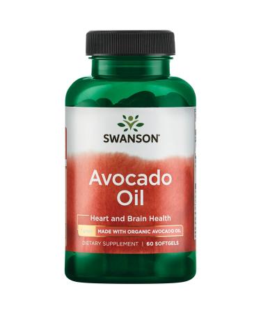 Swanson Avocado Oil - Natural Supplement Full of Essential Fatty Acids Promoting Healthy Cholesterol, Skin, and Joint Support - Made with Organic Avocado Oil - (60 Softgels, 1g Each)
