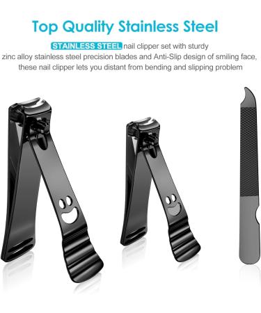 longzon Nail Clippers 2 Pack Nail Clipper Set Stainless Steel Nail Cutter Fingernails Toenails Thick Nails Kit for Men&Women - Black - Buy Online on GoSupps.com