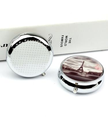 Travel Pill Box with Paris Design | 3 Compartment Portable Pill Organizer for Handbag & Pocket - Buy Online on GoSupps.com