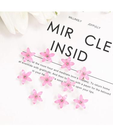 Mezrkuwr 10-Piece Pink Small Flower Hair Clips | Mini Rhinestone Hair Accessories for Women & Girls | Bridal & Wedding Decorative Hair Pins - Buy Online on GoSupps.com
