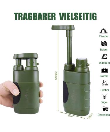 5000L Outdoor Water Filter - Portable Survival Water Purifier for Camping & Emergencies | Army Green - Buy Online on GoSupps.com
