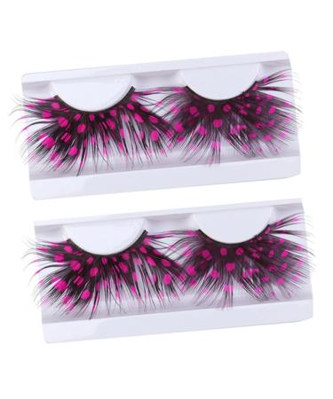 Anneome Anneome 2 Pairs Colored Extra Long False Spiky Thick Strips Show False Pink Point Eyelashes Extra Extension Resilience