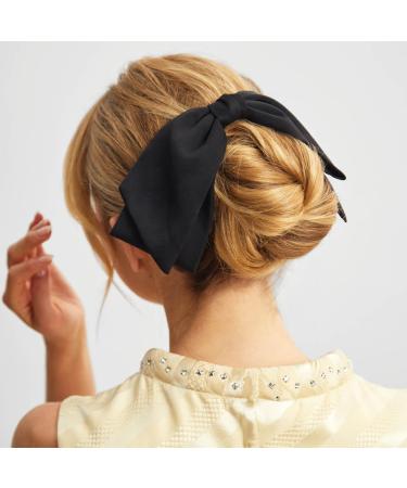 Kitsch Recycled Fabric Bow Hair Clips for Women Oversized Hair Bow Clip Coquette Bows for Hair Cute Ribbon Bow Clip Elegant Clip Bows for Girls Big Bows for Classic Elegant Style 1pc Black - Buy Online on GoSupps.com