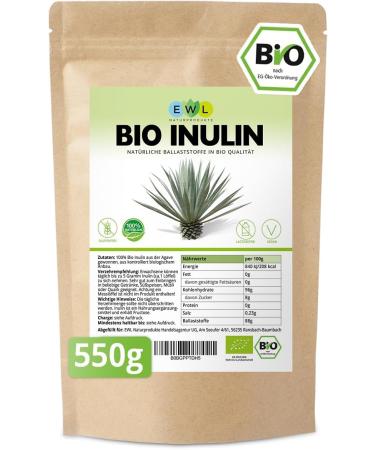 EWL Organic Inulin Powder 550g | Agave Fiber Supplement | 100% Natural & Bio | High-Fiber Nutritional Boost - Buy Online on GoSupps.com