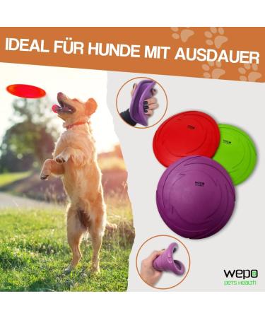 Wepo Frisbee Dog Toy Set - 18cm | Water-Resistant Training Toys for Big Dogs | Durable Red/Purple/Green Discs for Outdoor Play & Training - Buy Online on GoSupps.com