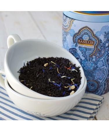 Basilur Ceylon Black Tea with white and blue cornflower Oriental Collection Frosty Afternoon in metal caddy 100 gr - Buy Online on GoSupps.com
