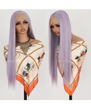 Buy Maycaur Long Straight Purple Lace Front Wigs - 22 Inch Synthetic Hair for Fashion Women | Natural Bay Hair - Buy Online on GoSupps.com