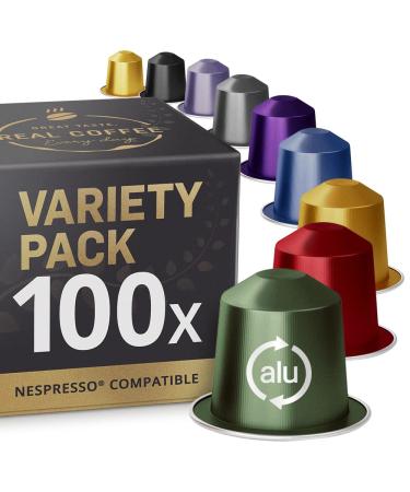 Mixed Variety Pack for Nespresso | 100 Test Winning Aluminum Capsules | 9 Distinctive Italian Flavors | 100% Nespresso Compatible Pods All Varieties