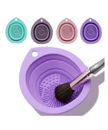 Silicone Makeup Brush Cleaner - Foldable Bowl for Powder Puff & Beauty Sponge | Scrubber Pad in Green - Clean Your Brushes Effortlessly - Buy Online on GoSupps.com