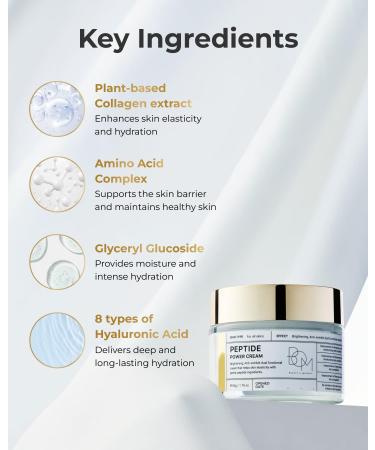BOM COSMETICS Peptide Power Cream 1.76 Fl Oz Daily Moisturizing Cream with Peptide and 99% Pure Gold for Hydration Collagen Support to improve Skin Texture Skin Barrier Care Korean Skincare - Buy Online on GoSupps.com