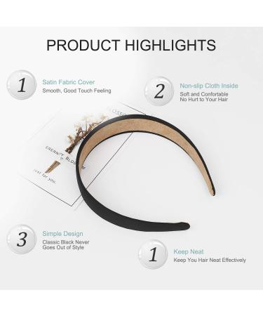 Satin Headbands for Women & Girls - Non-Slip Black Hairbands | 12 Pack DIY Hair Accessories - Buy Online on GoSupps.com