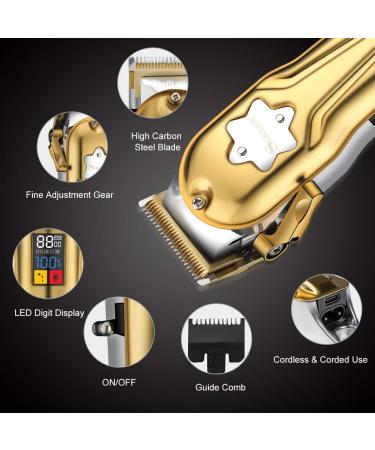 SURKER Hair Clippers Beard Trimmer for Men Professional Hair Trimmer Cordless Barbers Grooming Kit Rechargeable (Silver) - Buy Online on GoSupps.com