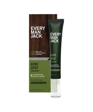 Every Man Jack Acne Spot Treatment - Maximum Strength Skin Clearing Serum with 2% Salicylic Acid & Activated Charcoal - Target Acne Blemishes & Redness - Fast Absorbing 0.5oz (Pack of 1 - Buy Online on GoSupps.com