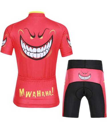 Children's Cycling Jersey Set for Boys & Girls | YFPICO Short Sleeve Bike Jersey & Shorts with Seat Pad - Red (Size 104-110) - Buy Online on GoSupps.com