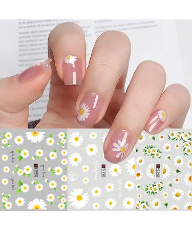 Daisy Nail Art Stickers Decals - 12 Sheets Water Transfer Slider for Women & Girls - Spring Summer Floral Decorations - Buy Online on GoSupps.com