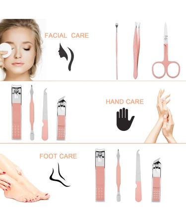 8-Piece Pink Manicure Set for Women - Professional Stainless Steel Nail Clippers and Pedicure Kit - Buy Online on GoSupps.com