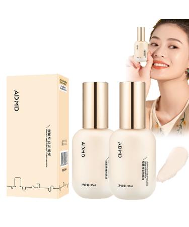 Hydrating Waterproof And Light Long-Lasting Foundation ADMD Foundation ADMD Light Fog Makeup Holding Liquid Foundation Concealer Foundation Makeup Full Coverage (1# White 2pcs)