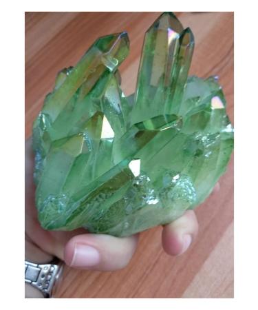 Light Green Aura Quartz Crystal Titanium Bismuth Silicon Cluster Rainbows Natural Stones and Minerals yuebang Reiki Crystal Stone
